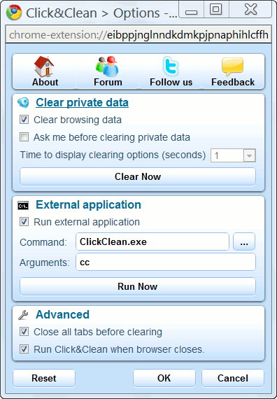 Click&Clean Options